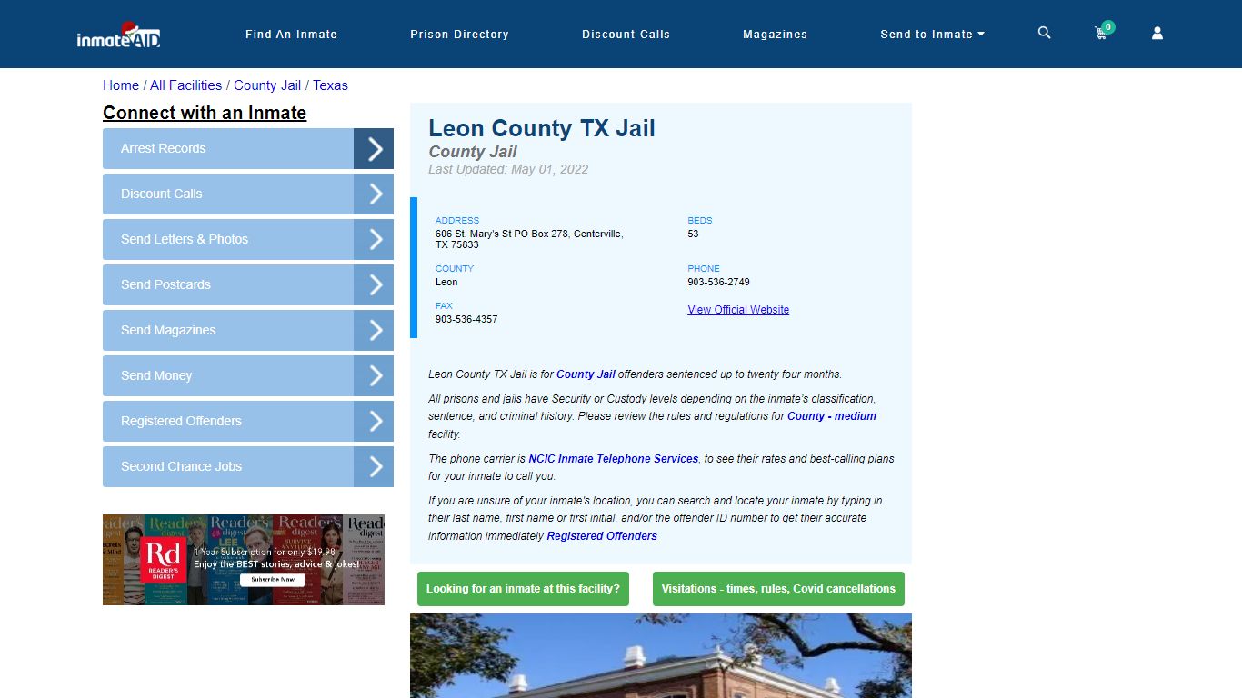 Leon County TX Jail - Inmate Locator - Centerville, TX