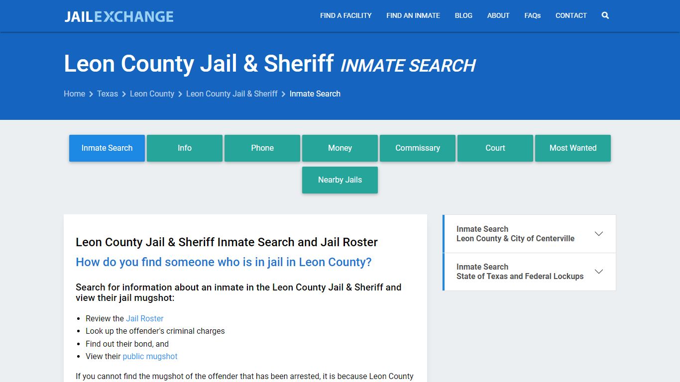 Leon County Jail & Sheriff Inmate Search - Jail Exchange